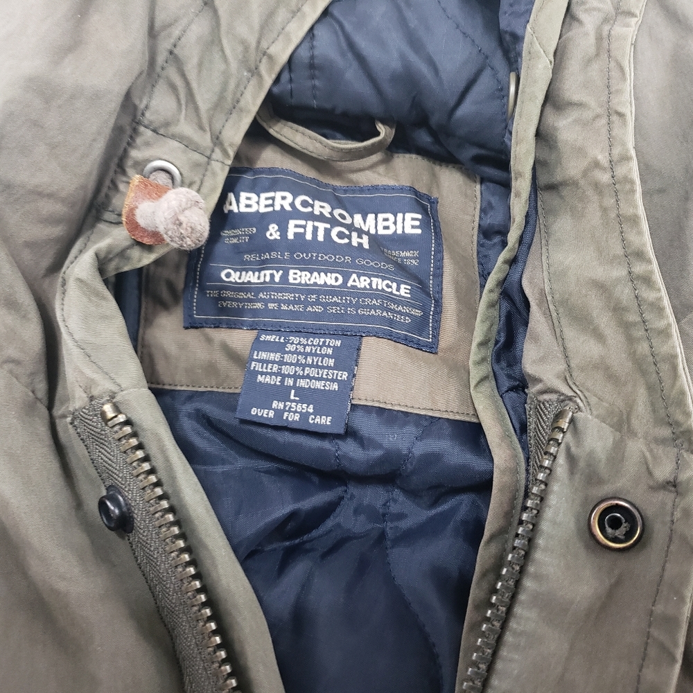 Abercrombie & Fitch Jacket SZ L Zip Up Button Up - Picture 6 of 12